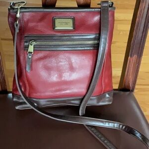 Tignanello EST 1989 Genuine Red/Pomegranate and Brown Bucket Crossbody Bag